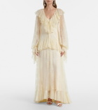 De La Vali Esen ruffled lace maxi dress