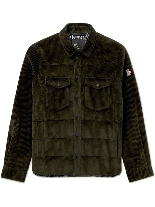 Photo: Moncler Grenoble - Quilted Cotton-Blend Corduroy Down Ski Jacket - Green