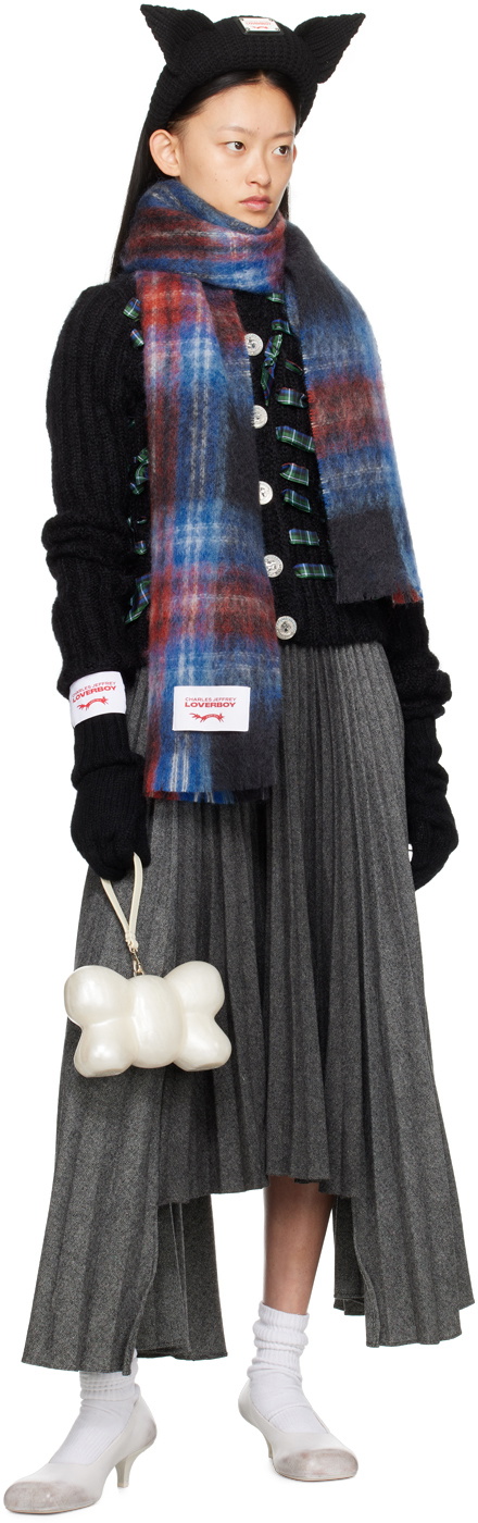 Charles Jeffrey LOVERBOY Blue & Red Tartan Scarf