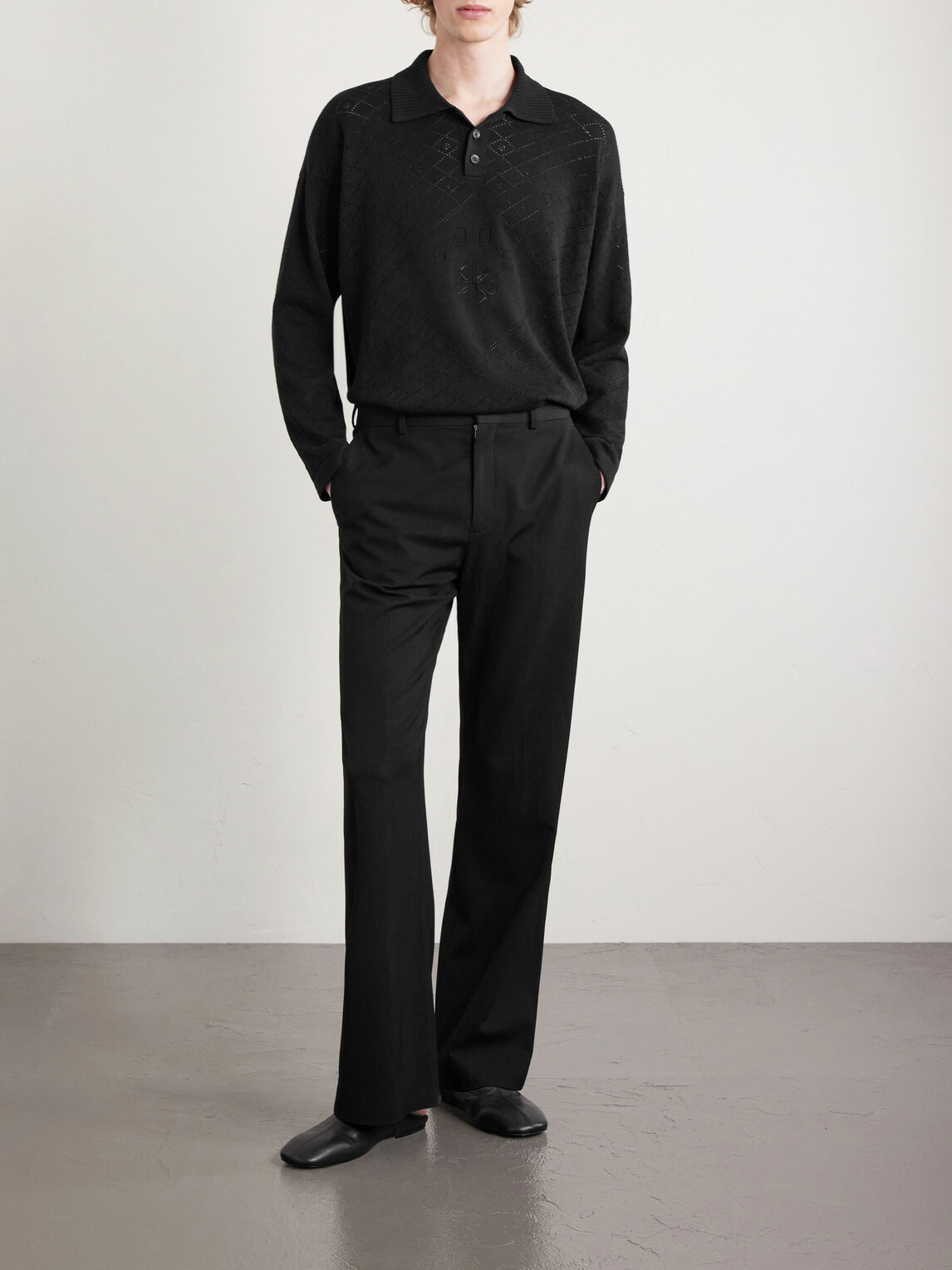 BODE - Anisette Pointelle-Knit Cotton Polo Shirt - Black