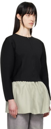 AMOMENTO Black Rounded Zip-Up Cardigan