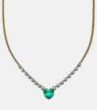 Roxanne First Heart 18kt gold necklace with diamonds and emerald