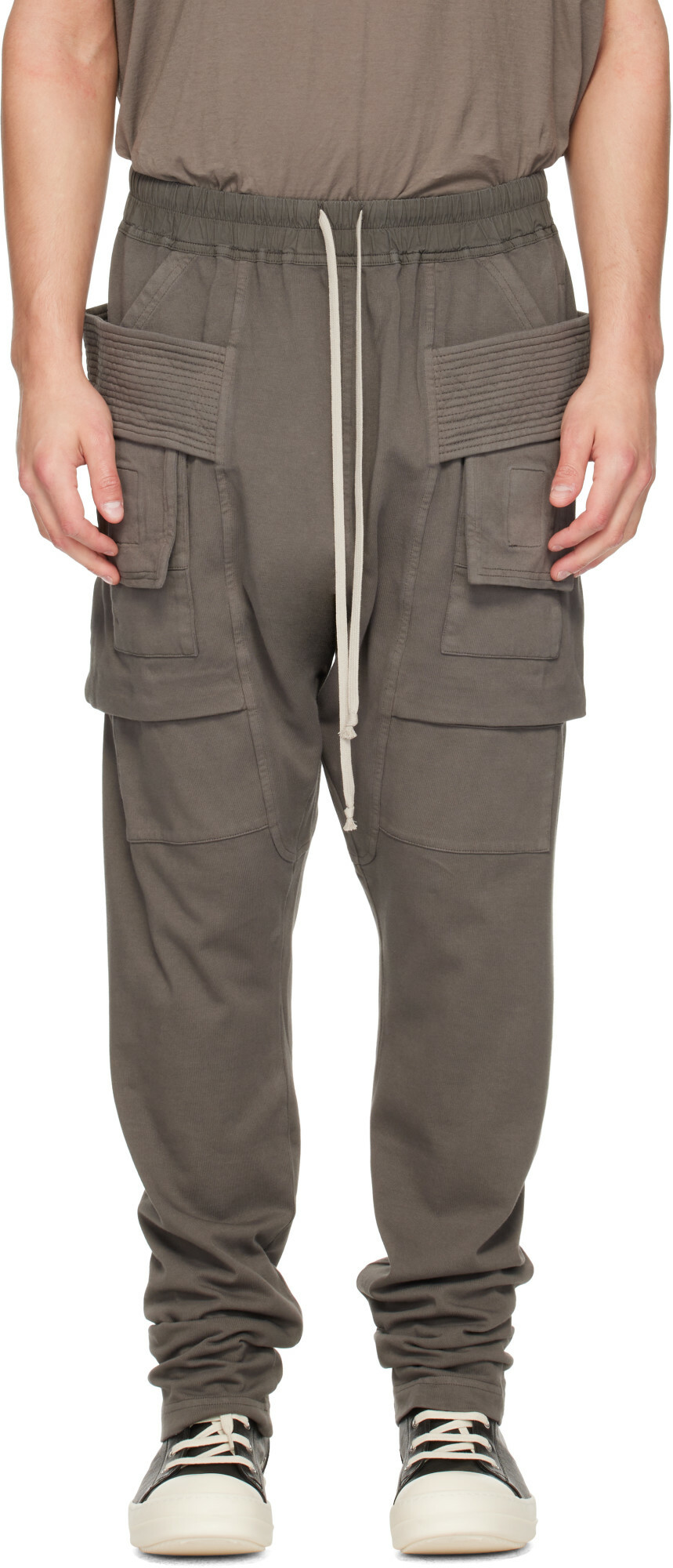 Rick Owens DRKSHDW Gray Tower Creatch Drawstring Cargo Pants