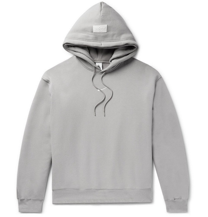 Photo: Nike - Fear of God Oversized Logo-Appliquéd Fleece-Back Cotton-Blend Jersey Hoodie - Gray