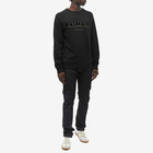 Balmain Men's Flock & Foil Paris Logo Crew Sweat in Black/Gold