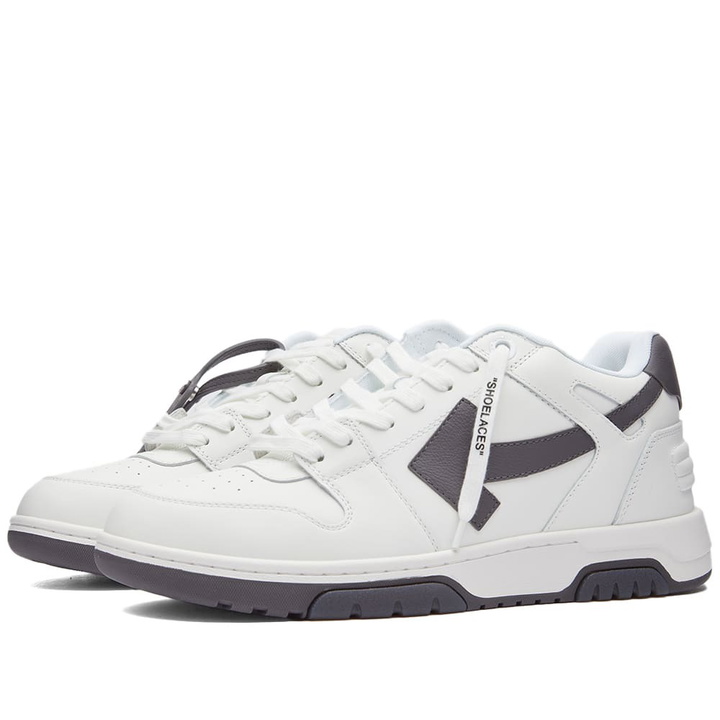 Photo: Off-White Men's Out Of Office Calf Leather Sneakers in White/Dark Grey