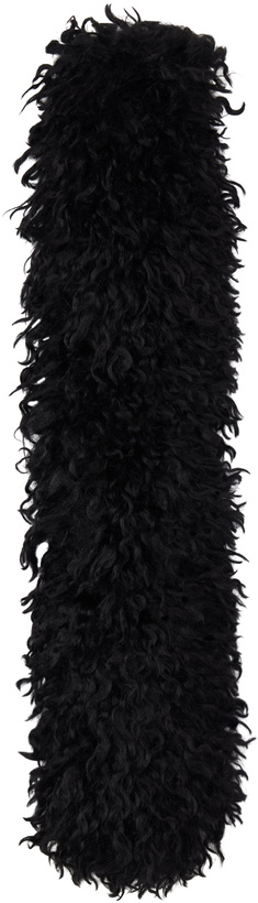 Photo: Anna Sui Black Faux Curly Lamb Fur Long Scarf