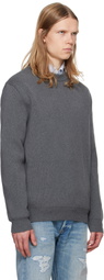 Golden Goose Gray Round-Neck Logo Sweater