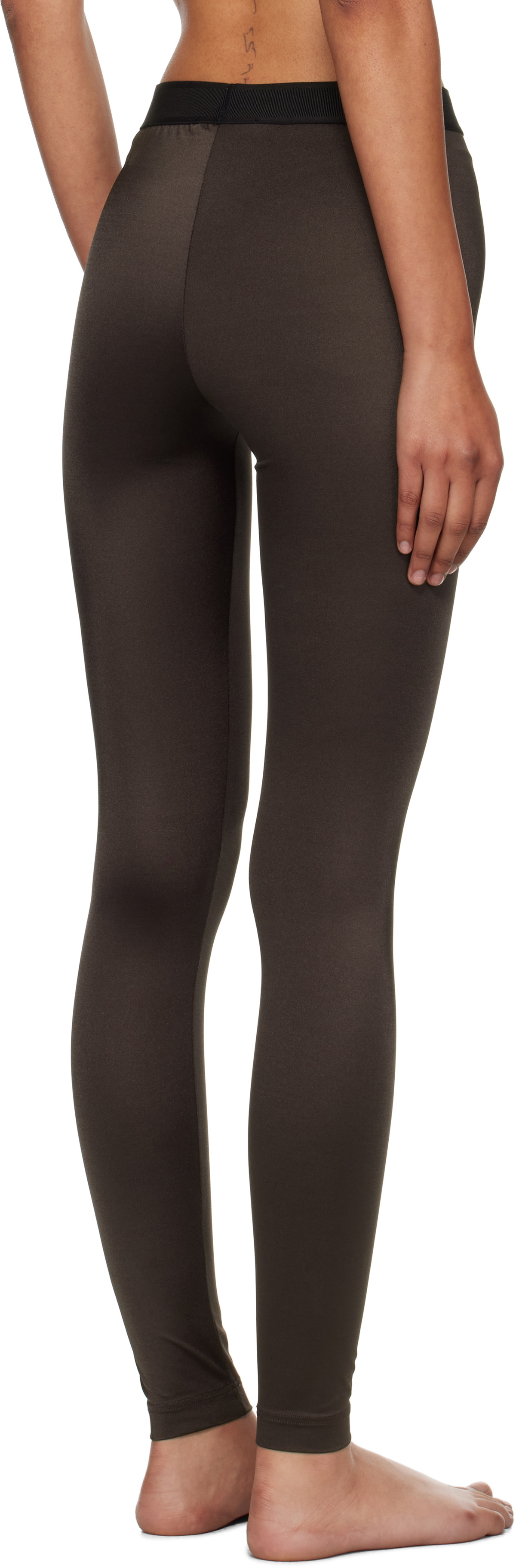 TOM FORD Brown Lustrous Jersey Signature Leggings