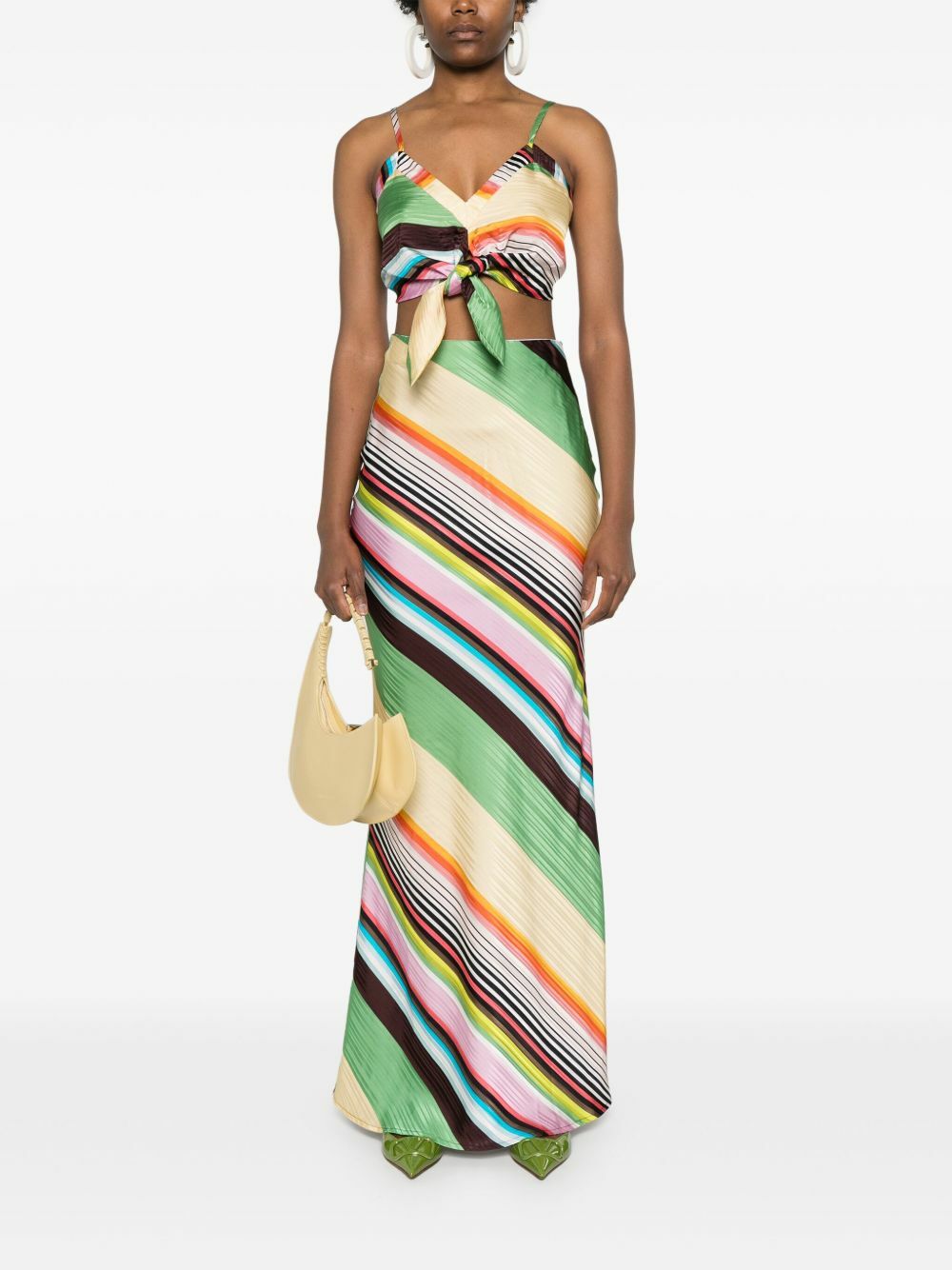 Christopher John Rogers Multicolour Striped Satin Maxi Skirt