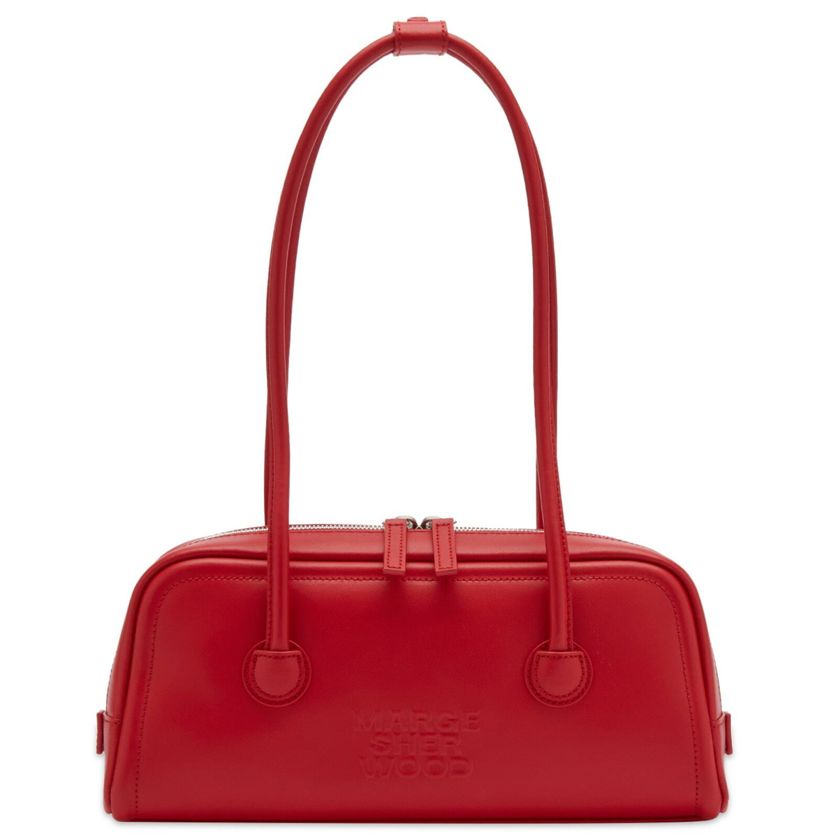 MARGE SHERWOOD Women's Soft Baguette Bag in Apple Red Plain