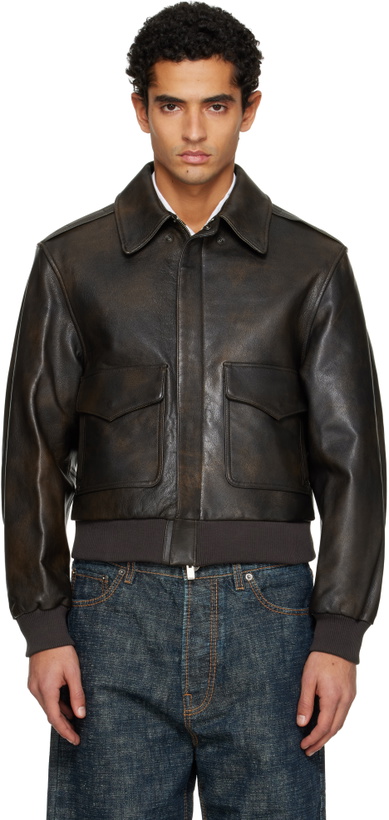 Photo: TONYWACK Brown Aviator Goat Leather Jacket
