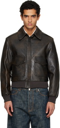 TONYWACK Brown Aviator Goat Leather Jacket