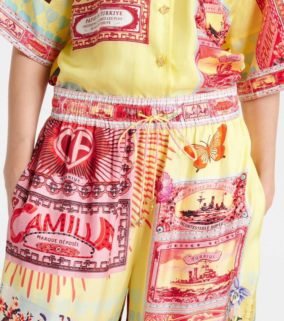 Camilla Printed silk wide-leg pants