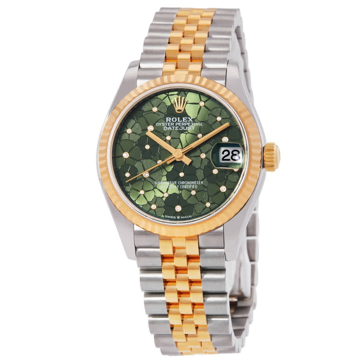 Photo: Rolex Datejust 31 Olive Green Floral Motif Automatic Ladies Jubilee Watch M278273-0032