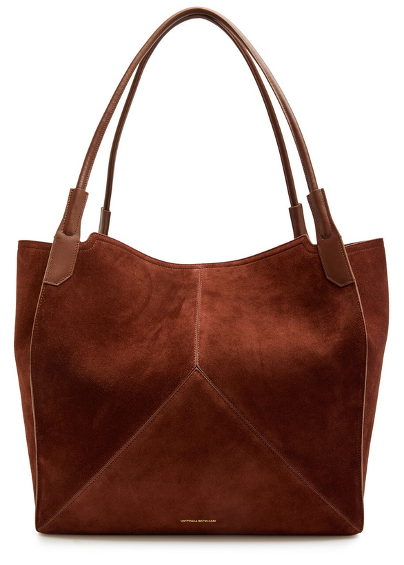 Photo: Victoria Beckham Victoria Panelled Suede Tote - Dark Brown - One Size