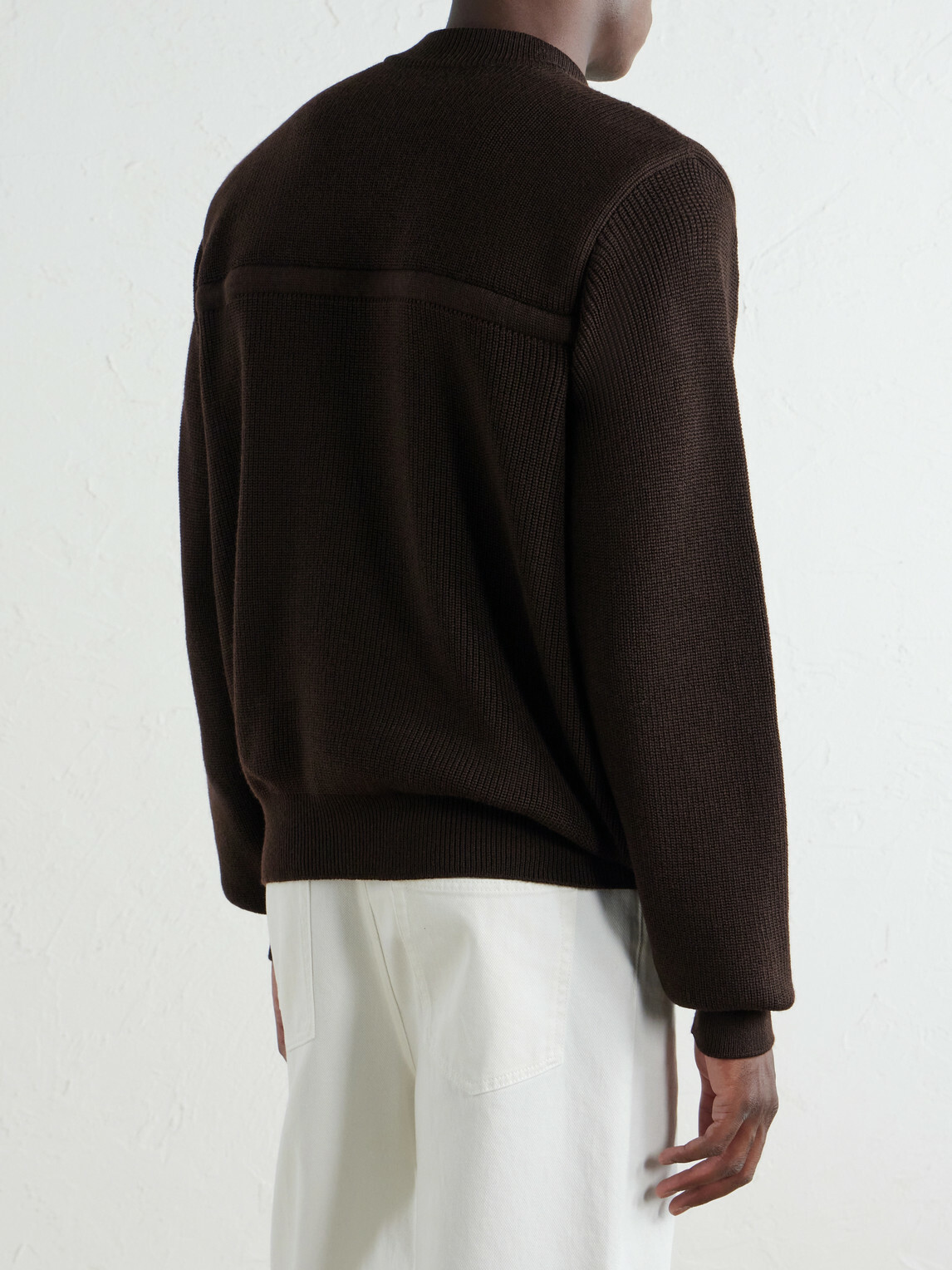 LOEWE - Panelled Zippered Wool-Blend Sweater - Brown