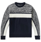 Club Monaco - Colour-Block Mélange Cotton-Blend Sweater - Blue