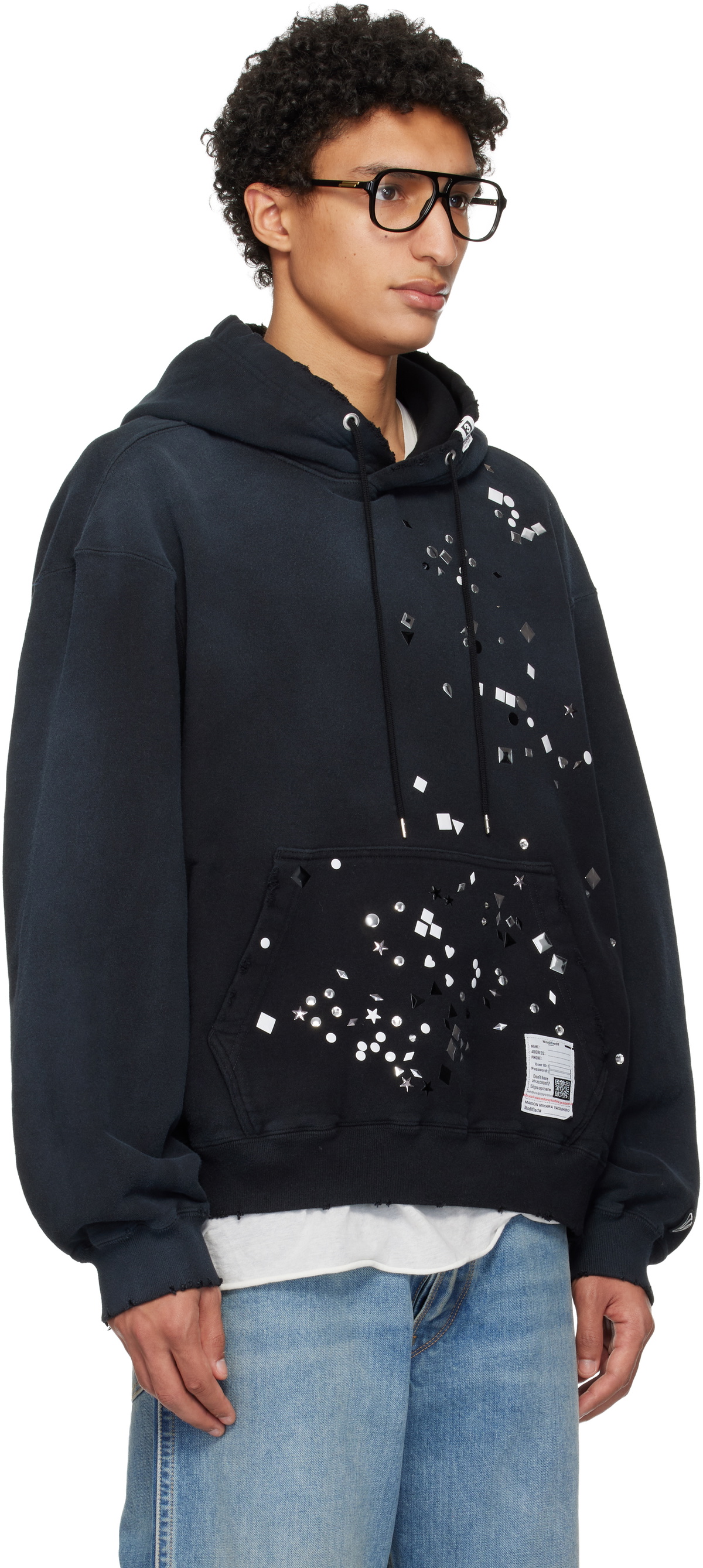 Maison MIHARA YASUHIRO Black Embellished Hoodie