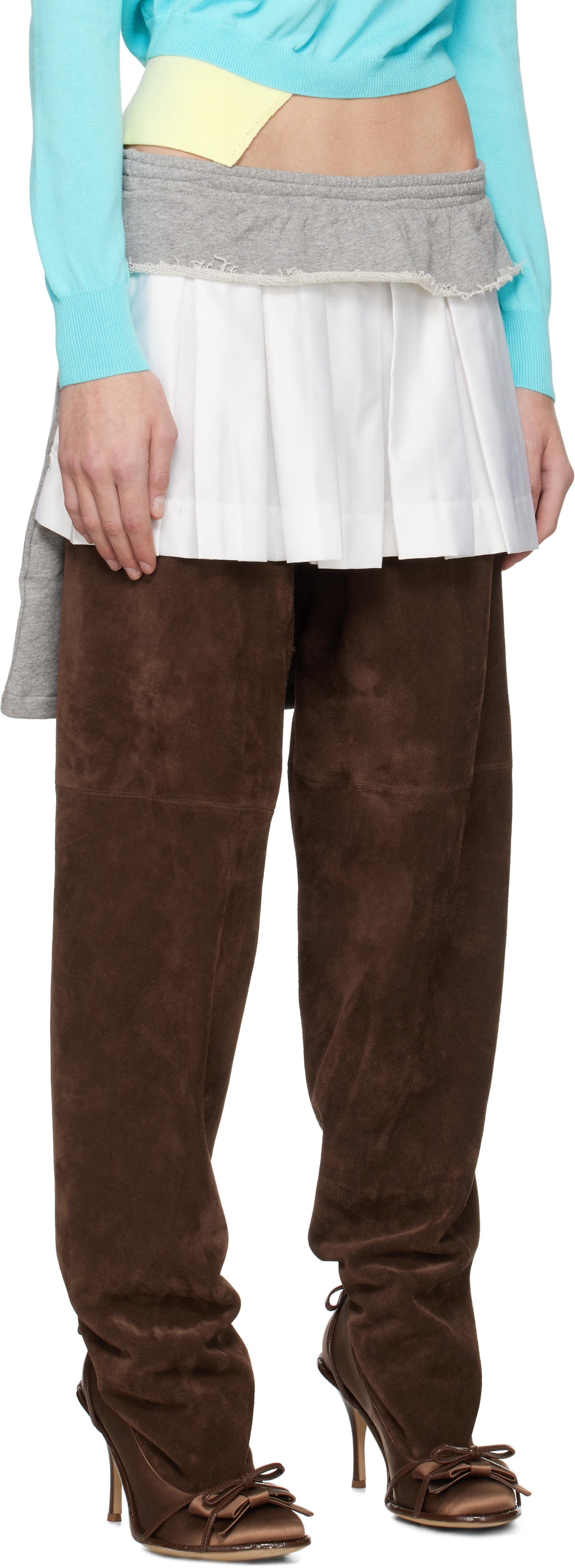 ALL-IN White & Gray Sweatshort Miniskirt
