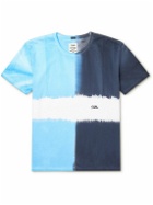 nanamica - Logo-Embroidered Tie-Dyed COOLMAX Cotton-Blend Jersey T-Shirt - Blue