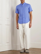 Polo Ralph Lauren - Button-Down Collar Logo-Embroidered Linen Shirt - Blue