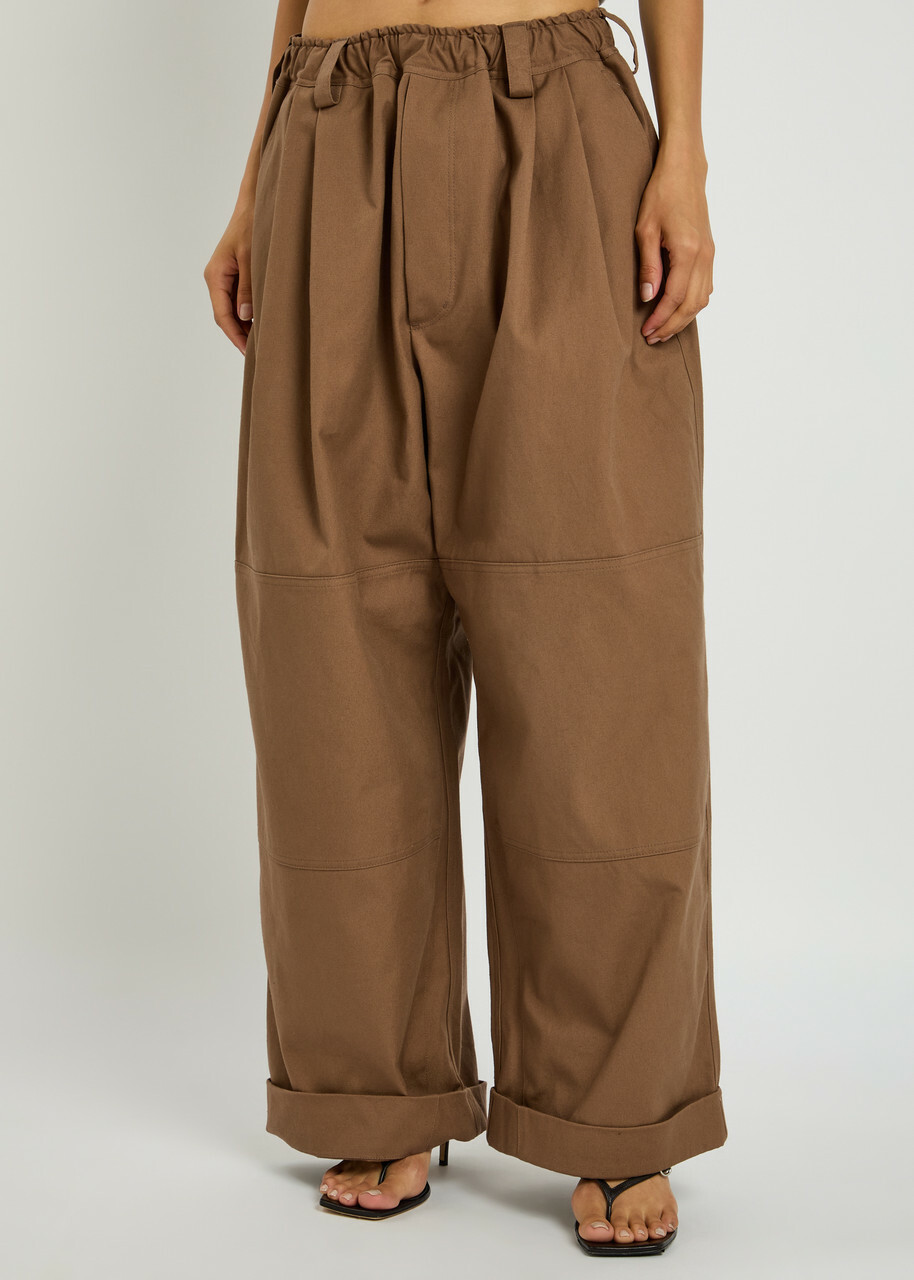 Meryll Rogge Workwear Oversized Canvas Trousers Brown