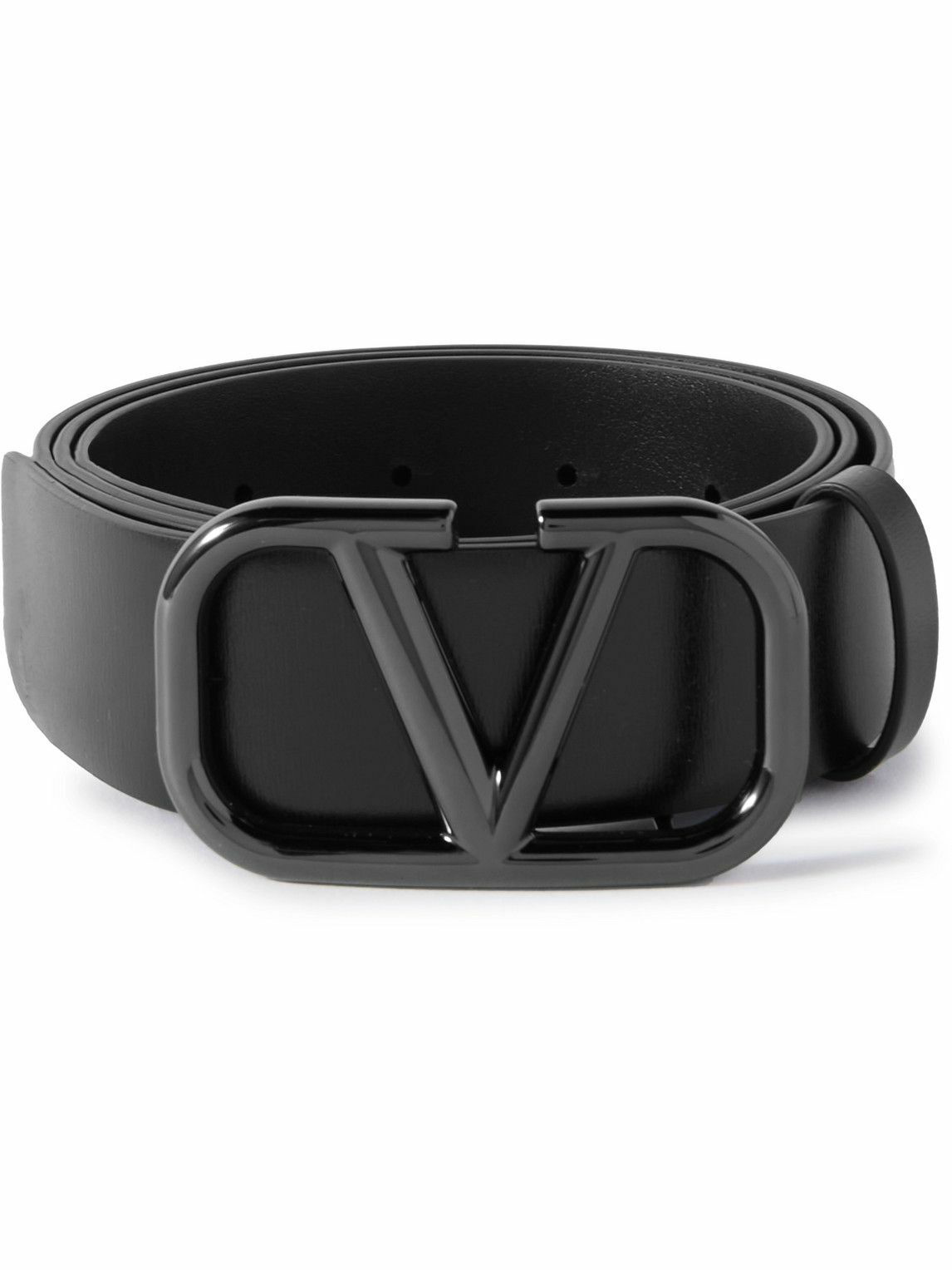 Valentino - 3cm Logo-Embellished Leather Belt - Black Valentino