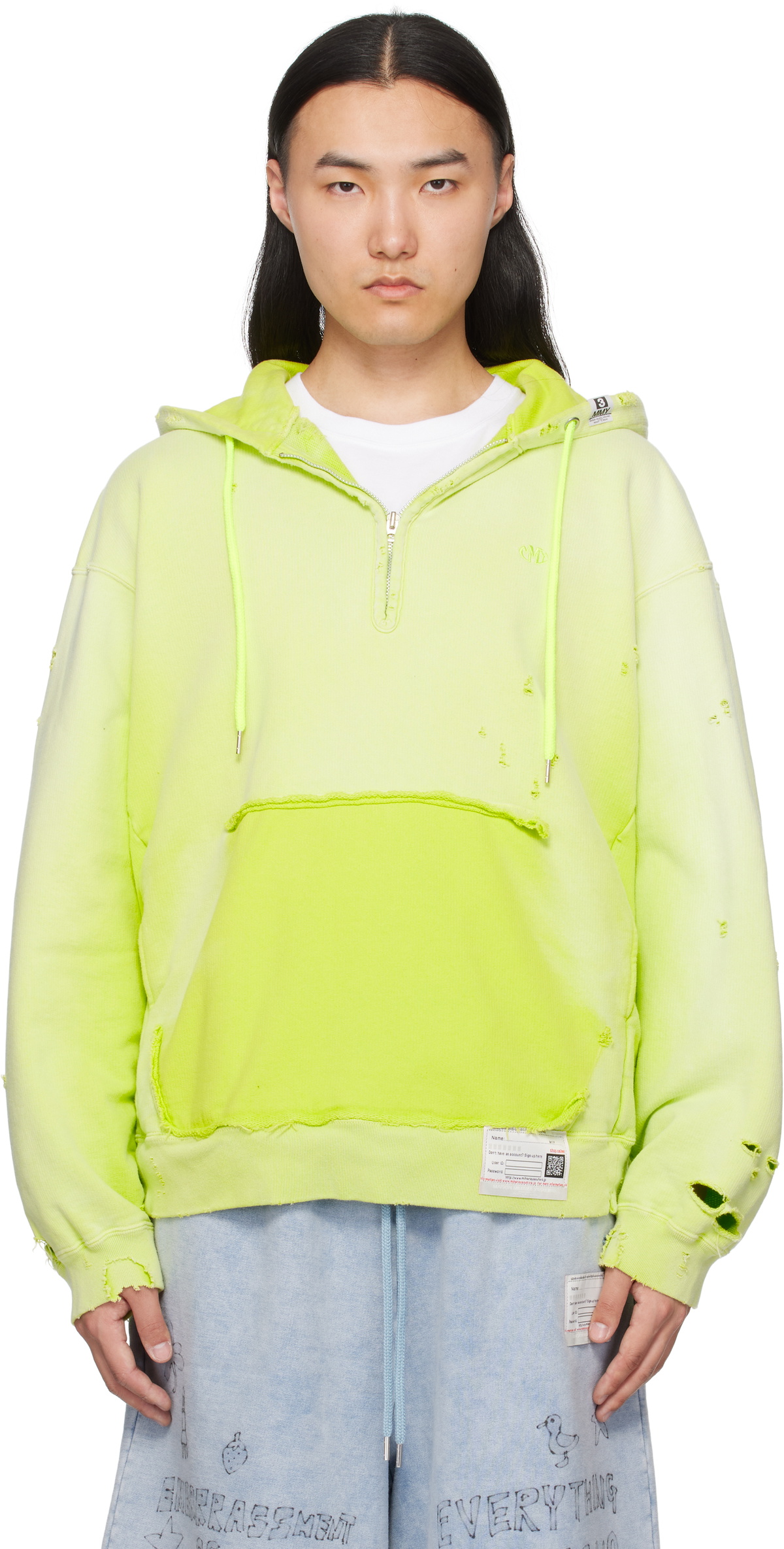 トップス Miharayasuhiro BLEACHED HALF ZIP HOODIE Maison MIHARA YASUHIRO(メゾンミハラヤスヒロ) / BLEACHED HALF