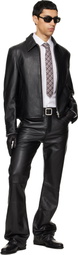 TONYWACK Black Buckle Zip Cow Leather Jacket