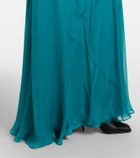 McQueen Draped silk chiffon bustier gown