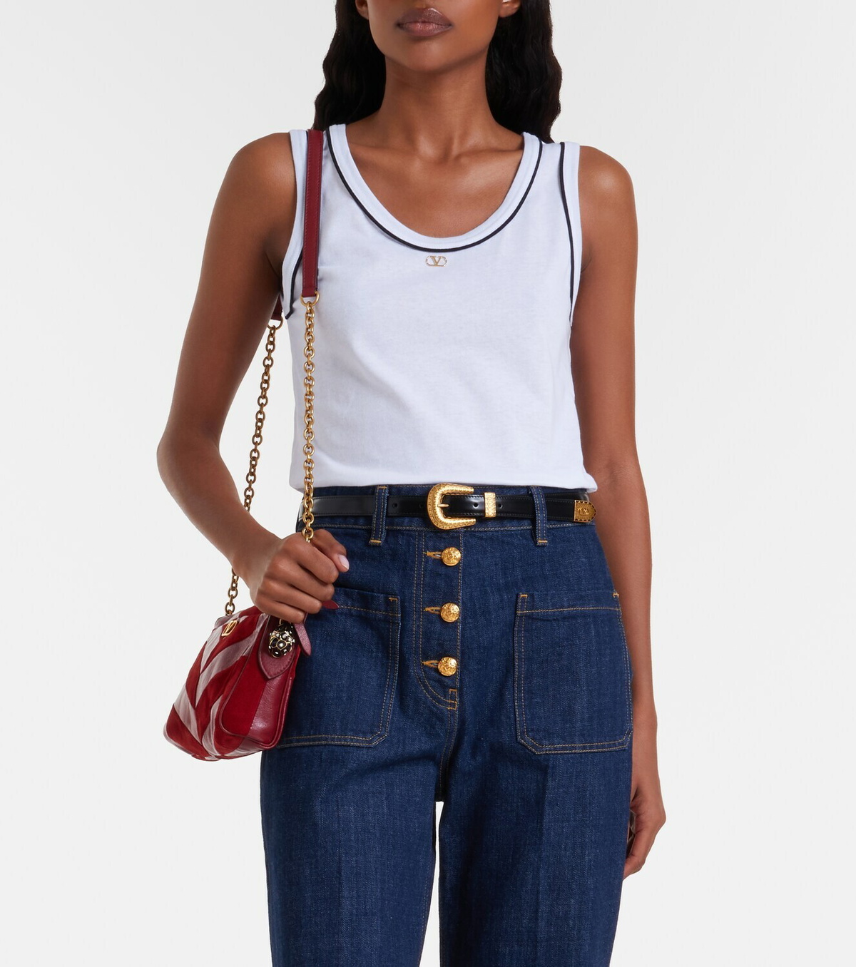 Valentino VLogo cotton jersey tank top