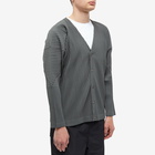 Homme Plissé Issey Miyake Men's Pleated Cardigan in Bark Grey