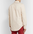Helmut Lang - Button-Down Collar Logo-Embroidered Cotton-Twill Shirt - Neutrals