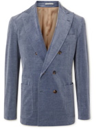 Brunello Cucinelli - Double-Breasted Cotton-Blend Corduroy Suit Jacket - Blue