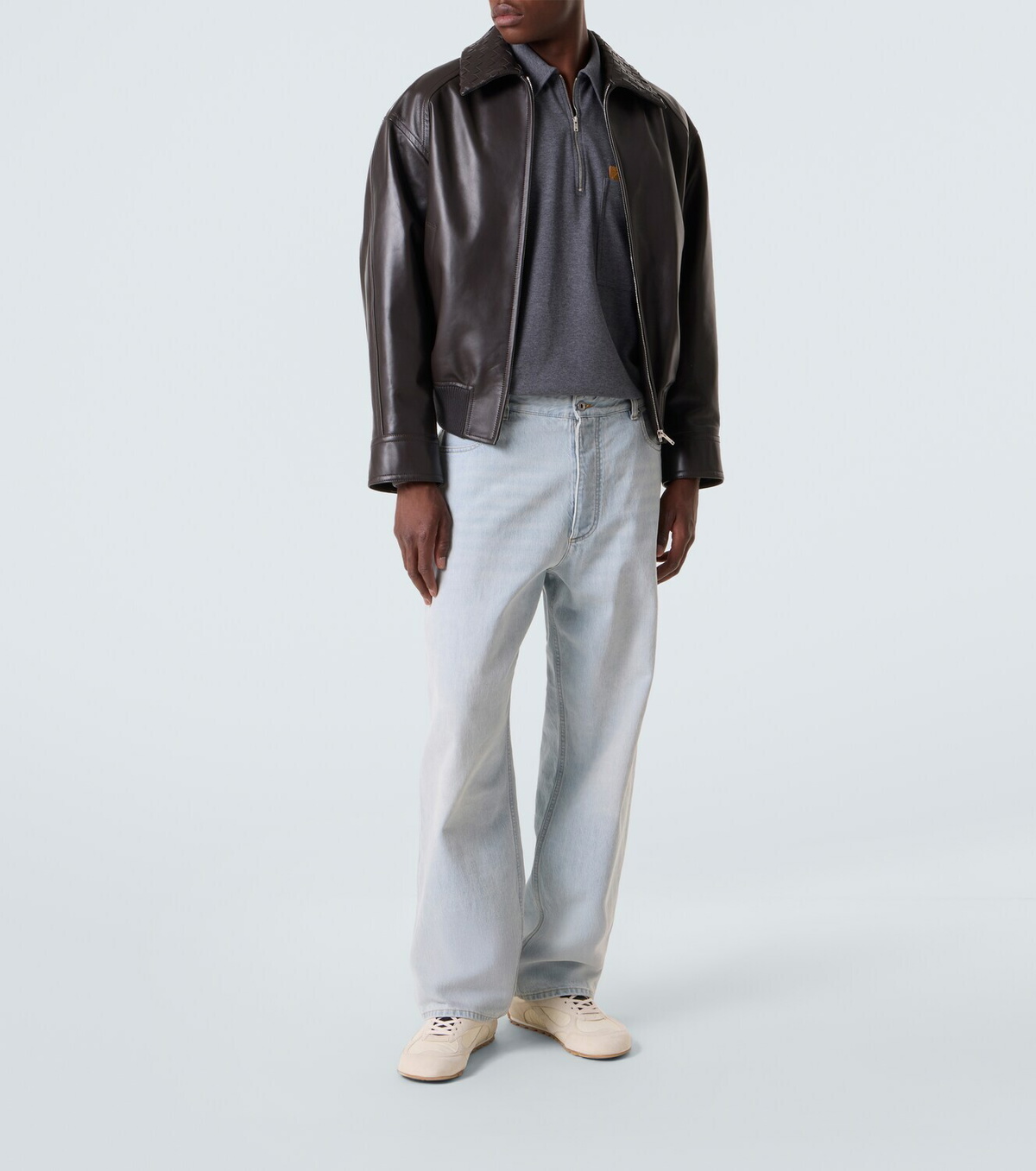 Bottega Veneta Intrecciato cotton jersey polo sweater