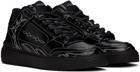 Balmain Black B-Court Mid Top Western Glazed Leather Sneakers