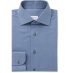 BRIONI - William Slim-Fit Melangé Cotton-Chambray Shirt - Blue