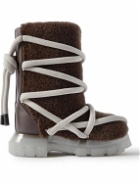 Rick Owens - Lunar Tractor Leather-Trimmed Shearling Boots - Brown