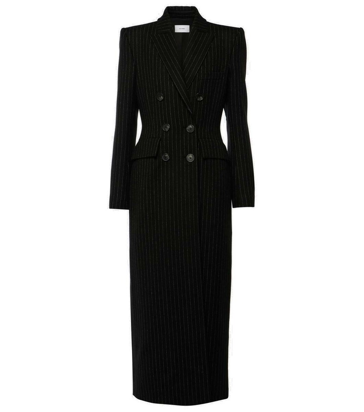 Photo: Alex Perry Pinstripe wool-blend coat