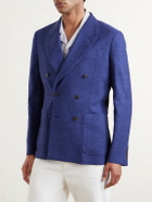 Paul Smith - Wool, Linen and Silk-Blend Double-Breasted Blazer - Blue