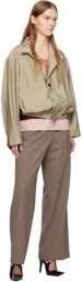 UMBER POSTPAST Khaki Stand Collar Bomber Jacket