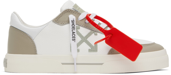 Photo: Off-White White & Taupe Vulcanized Leather Sneakers