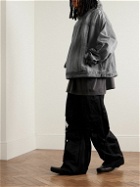 Balenciaga - Distressed Denim Hooded Jacket - Black