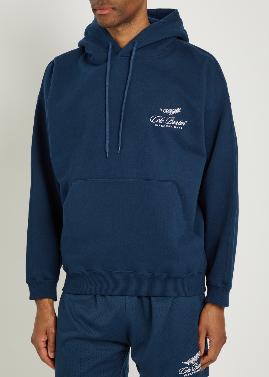 Cole Buxton International Hooded Logo-embroidery Cotton Sweatshirt Navy