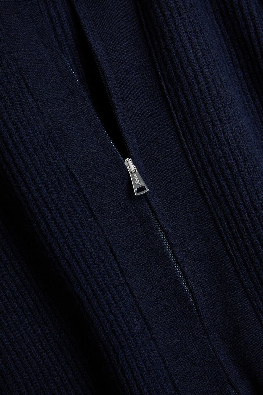 Aurélien Ribbed-knit Wool and Cashmere-blend Cardigan Navy