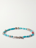Peyote Bird - Burnished Sterling Silver, Turquoise and Coral Bracelet