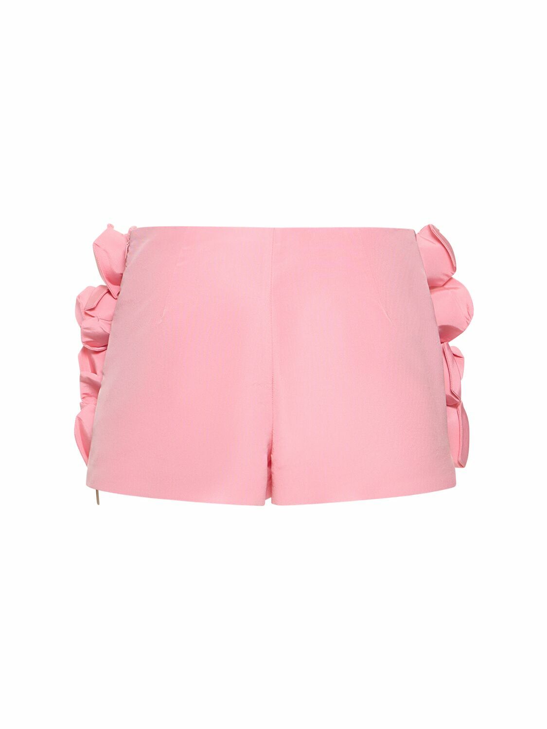 VALENTINO - Silk Mini Skirt W/ Rose Appliqués Valentino