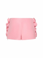 VALENTINO - Silk Mini Skirt W/ Rose Appliqués