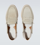 Christian Louboutin - Penny No Back suede and croc-effect loafers